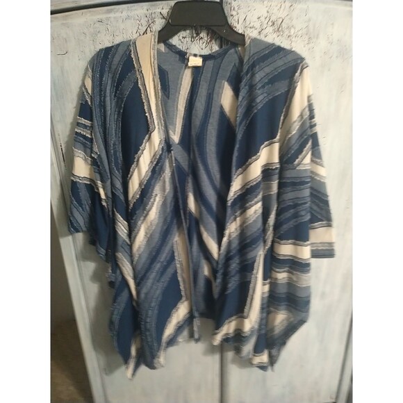 Bohemian Freyed Wide Sleeve Open Cardigan Osfm Beachy Summer - Picture 5 of 6